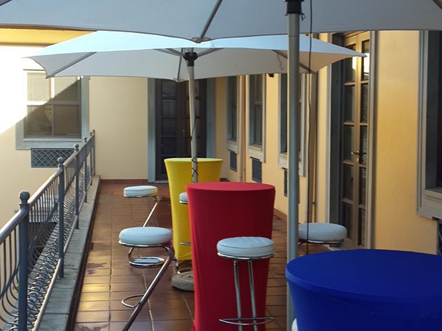 Equipment Rental Hiring Caribbean Umbrella's Cocktail Tables, Stretch Covers, Bar Stool